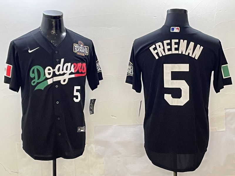 Men Los Angeles Dodgers 5 Freeman Black Fashion 2025 Nike MLB Jersey style 3